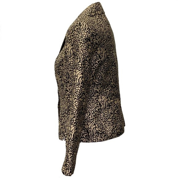 Le Suit Jacket: Fitted Abstract Print Golden Tan Blazer Suit Jacket - Picture 3 of 5